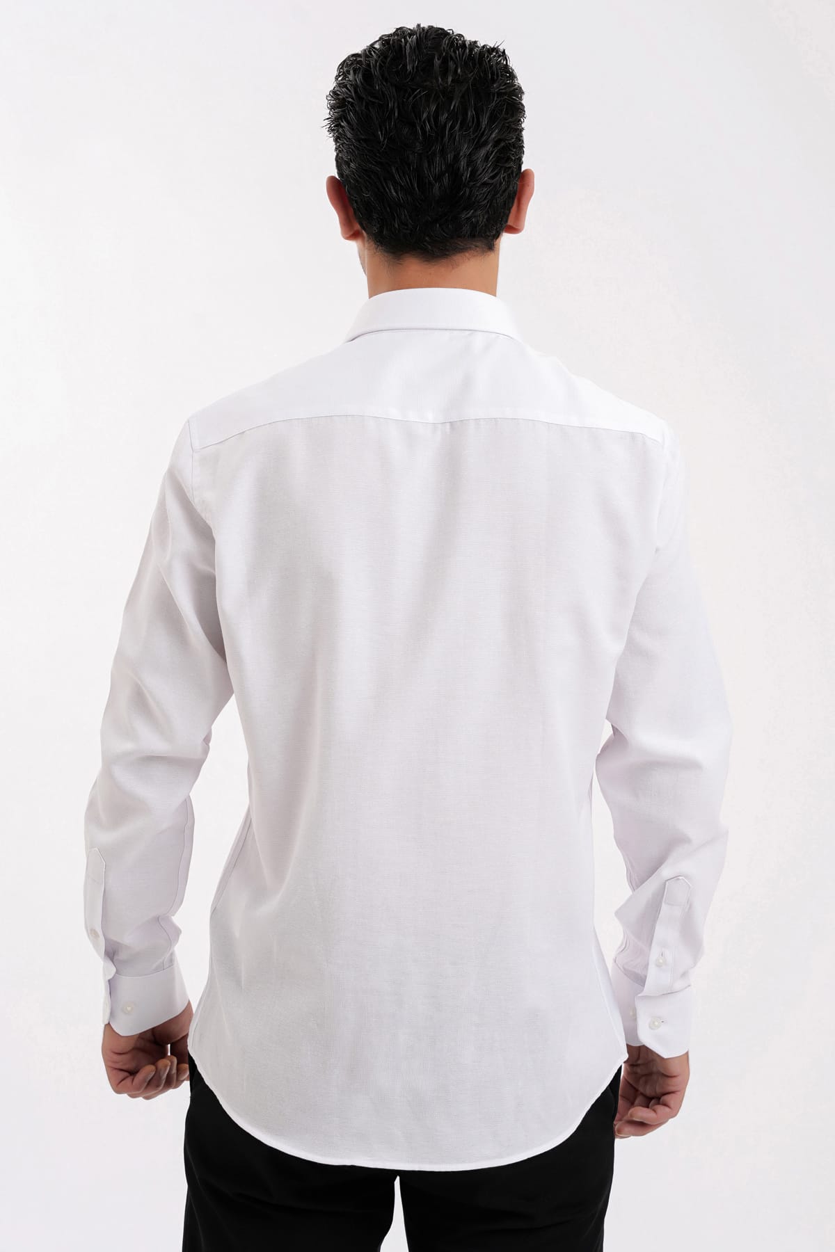 YİGİTTEKİN Kravat Yaka Slim Fit Oxford Gömlek Beyaz - Görsel 2
