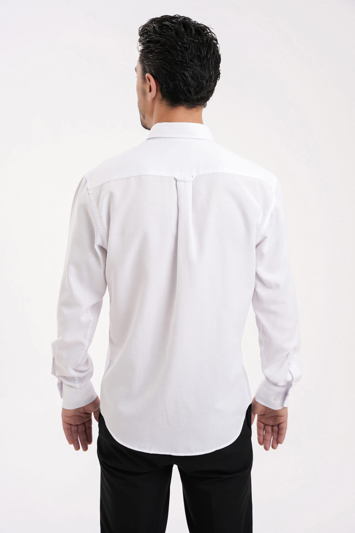 YİGİTTEKİN Düğmeli Yaka Slim Fit Oxford Gömlek Beyaz - Görsel 2